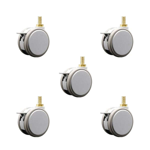 Service Caster 3 Inch MRI Safe Casters with Brakes, 12mm Threaded Stem, Set of 5, SCC, 5PK SCC-TS02S75-TPR-GRY-B-M12X22-MRI-5 - main